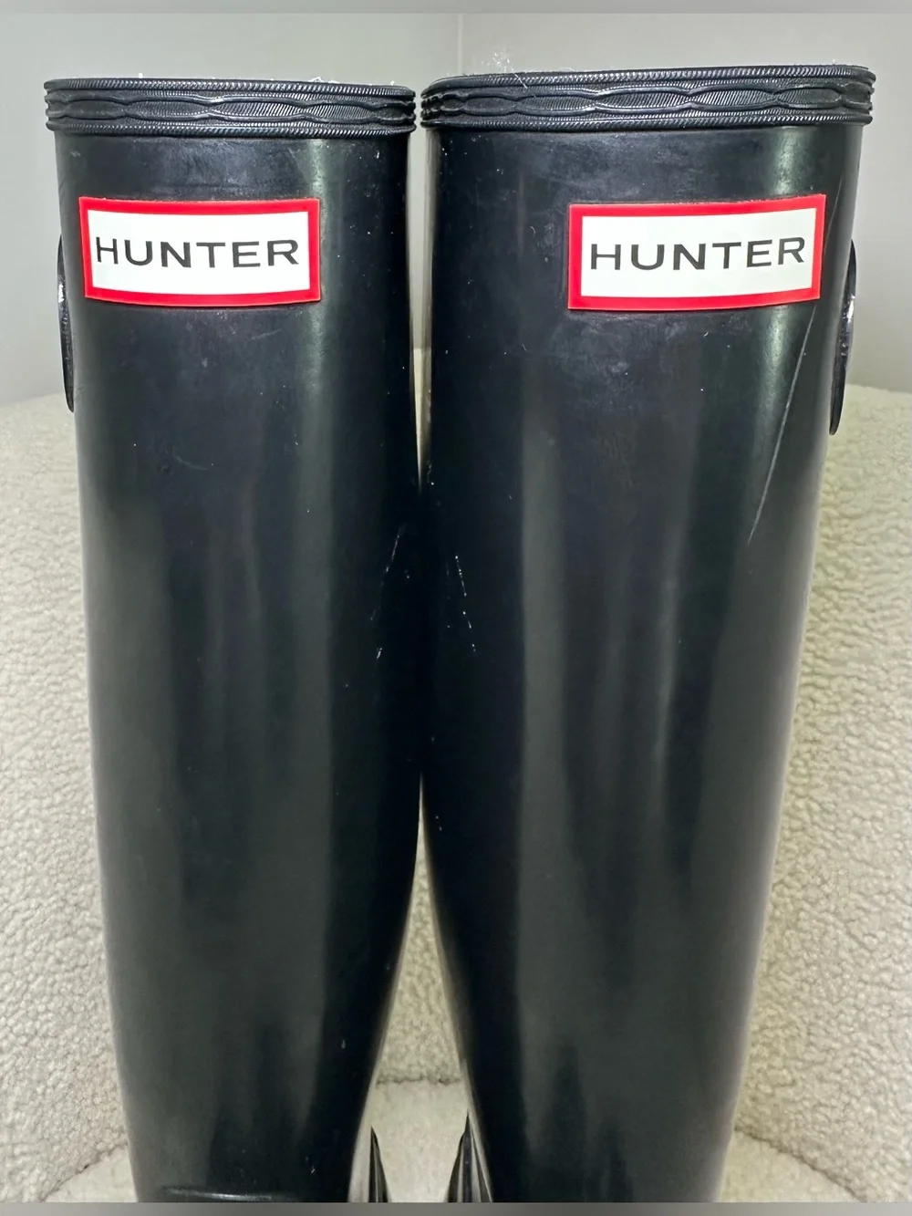 Hunter Original Tall Rain Boots Black Gloss Waterproof Rubber Preppy Festival 8